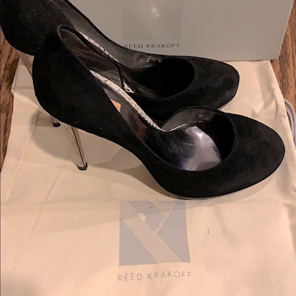 Reed Krakoff Suede and Snakeskin heel Pumps